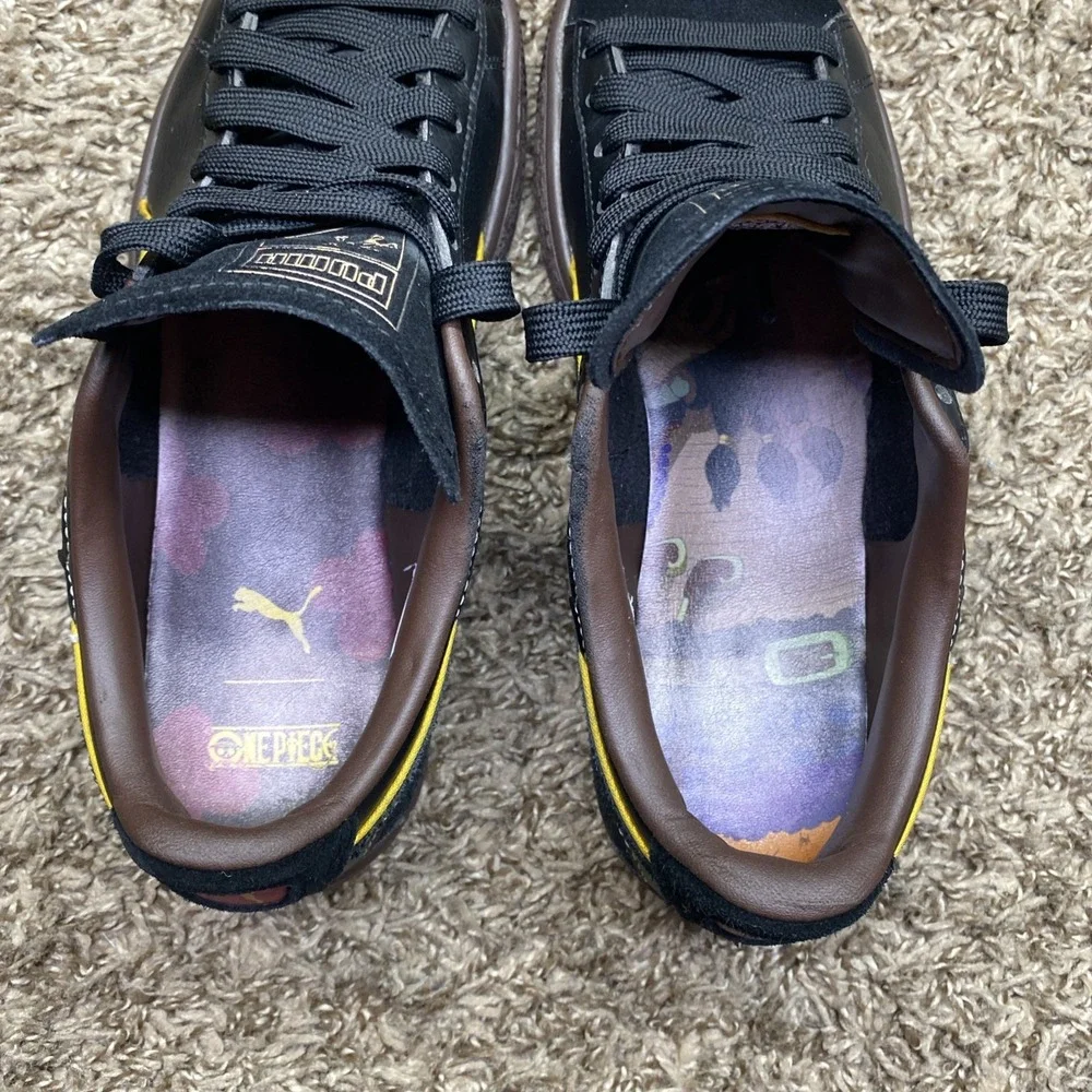Puma One Piece Blackbeard Collab Leather Shoes Mens 5.5 Black Rare Streetwear